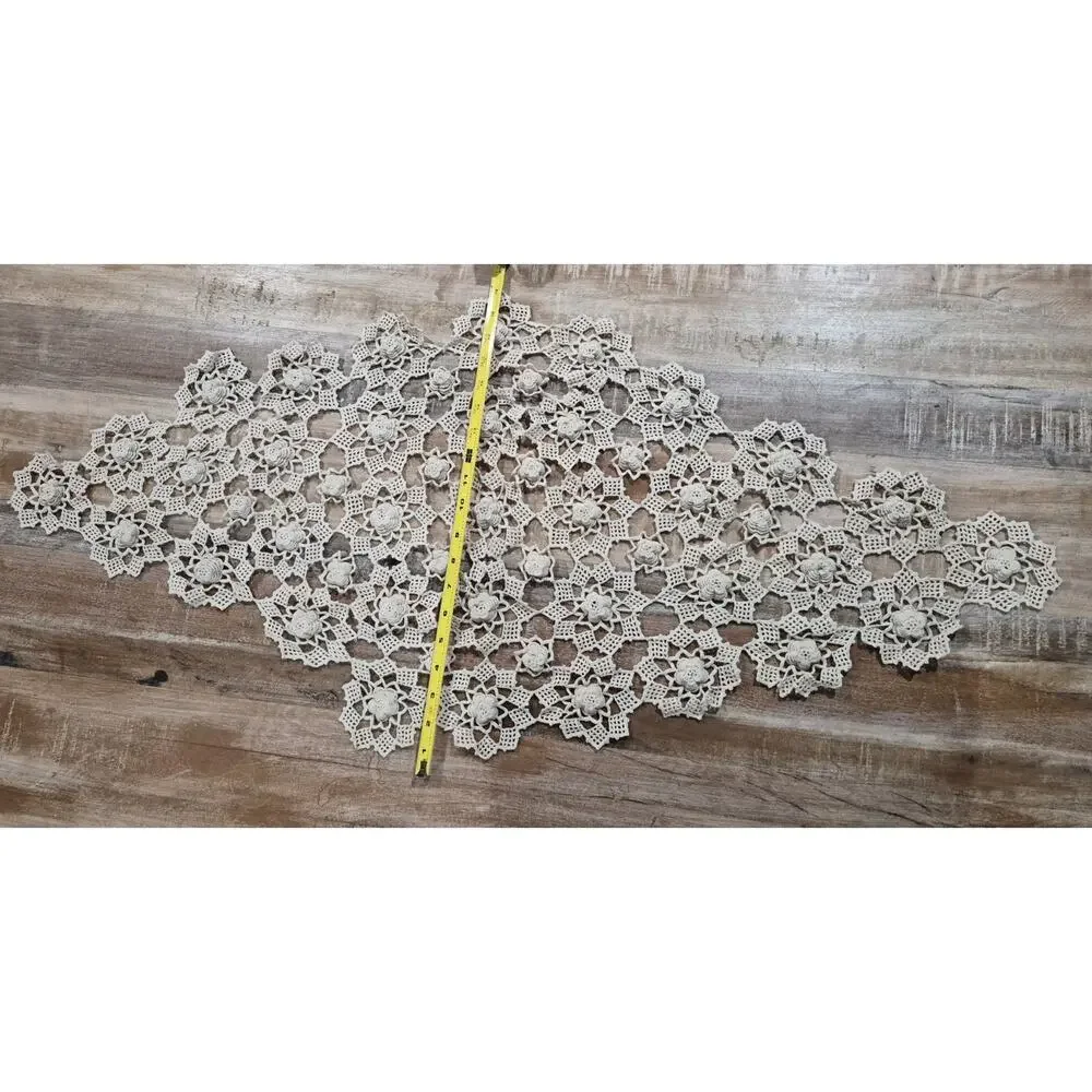 Vintage Handmade Romanian Point Lace Doily- Crochet- Needlework- Table runner